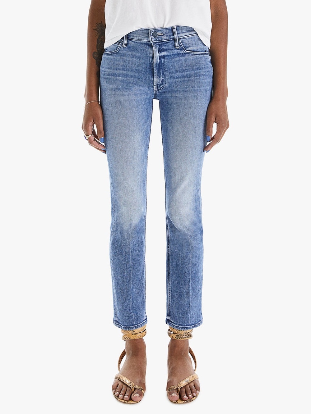 Mother The Mid Rise Dazzler Ankle We The Animals Blue Straight Leg Jeans EUC 29
